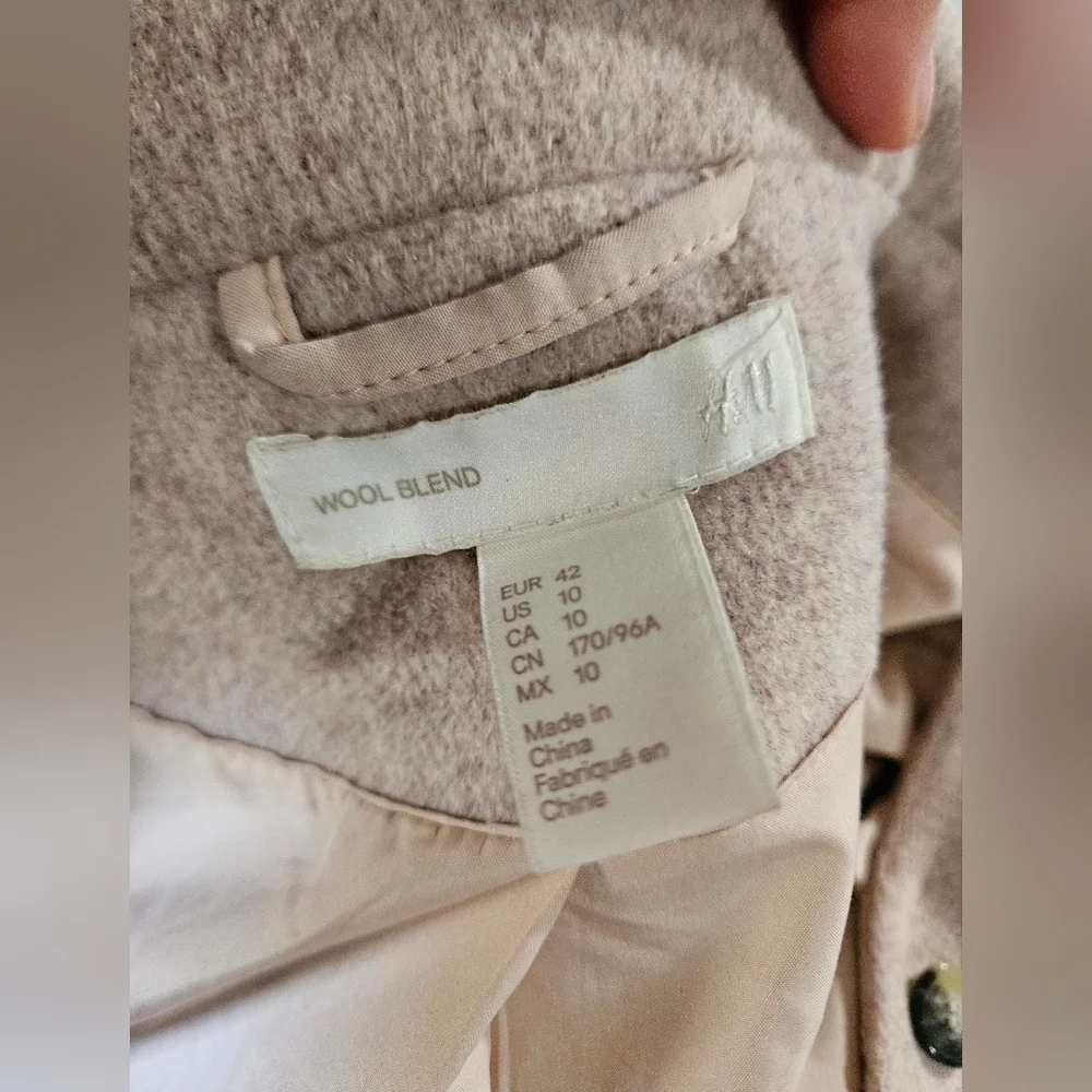 H&M Wool-Blend Tailored Coat – Light Beige Marl | Size 10.